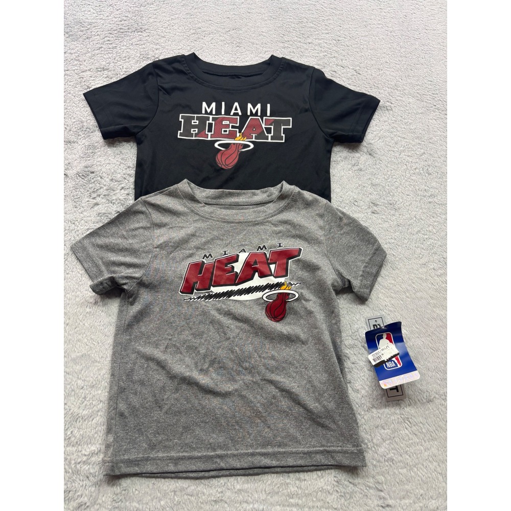 Toddler Boys Miami Heat NBA 2 Piece T Shirt Set‎ Size 2T Black Gray